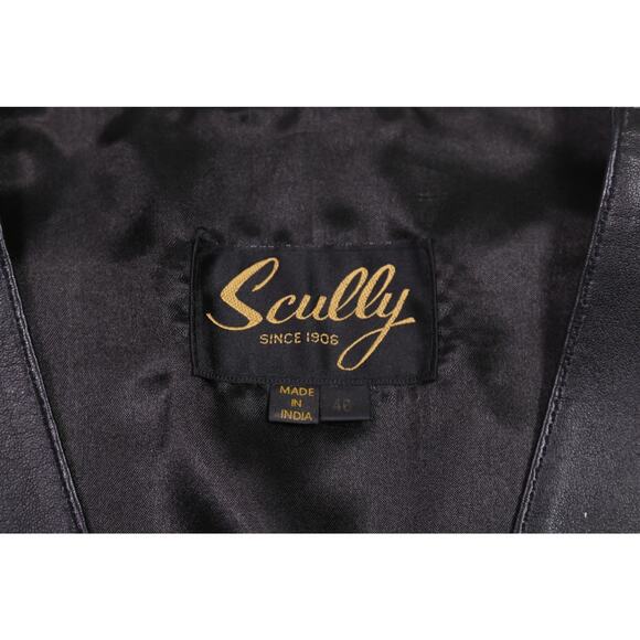 Scully Mens Black Leather Vest Western Rodeo Biker 46 - Picture 6 of 7